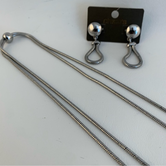 Chico’s Silver-tone Necklace with Earrings - Picture 4 of 4